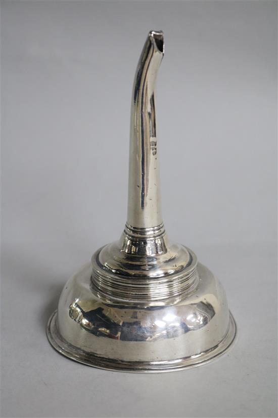 A George III silver wine funnel, Thomas Harper I, London, 1792,	 13cm.